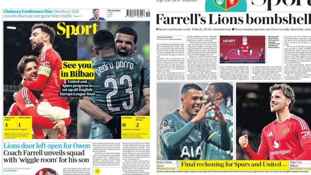 The Guardian and Telegraph back pages