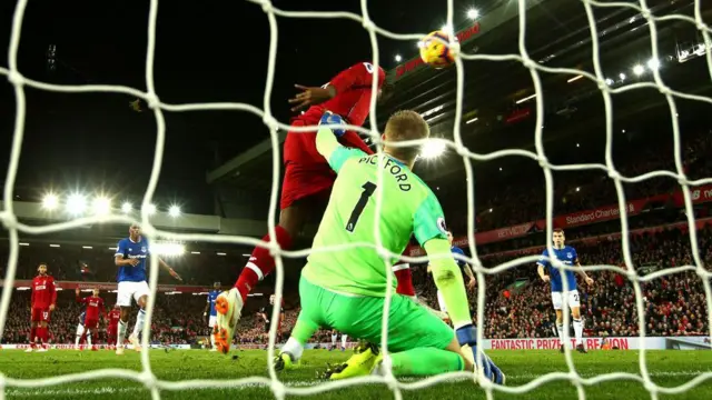 Divock Origi scoring Liverpool's winner against Everton in 2018