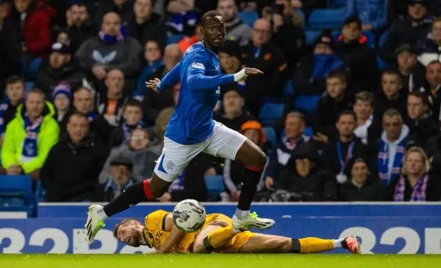 Abdallah Sima gets away from Jamie Brandon before scoring