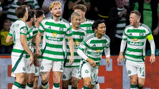 Celtic players celebrate