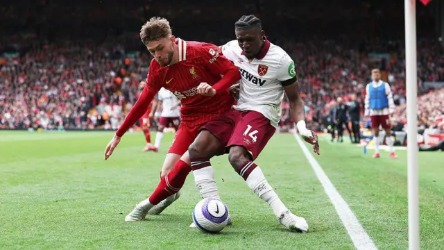 Mohammed Kudus tackles Conor Bradley