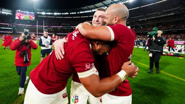 Lions players celebrate
