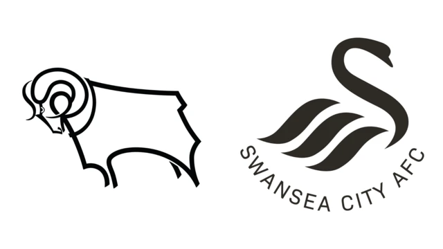 Side-by-side of Derby County and Swansea City club badges