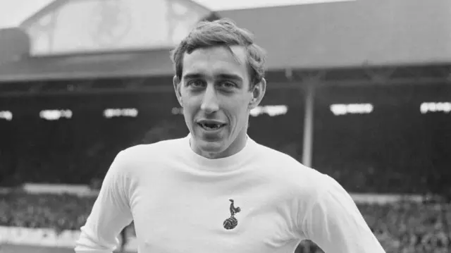 Martin Chivers looks at the camera while wearing Tottenham shirt in 1968