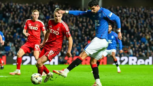  Rangers' Jefte takes a shot, but it's saved by Aberdeen's Ross Doohan during a William Hill Premiership match between Rangers and Aberdeen at Ibrox Stadium