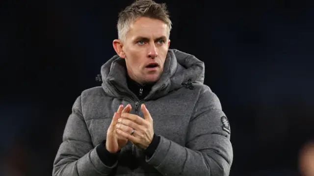 Kieran McKenna applauds the Ipswich fans