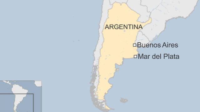 map of Argentina showing location of Mar del Plata