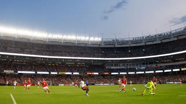 Danny Ward saving an shot at Yankee Stadium 