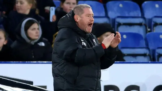 Liverpool boss Matt Beard gives instructions to his players from the sidelines during their 2-1 defeat to Leicester
