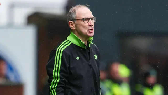 Martin O'Neill on the touchline at Rugby Park