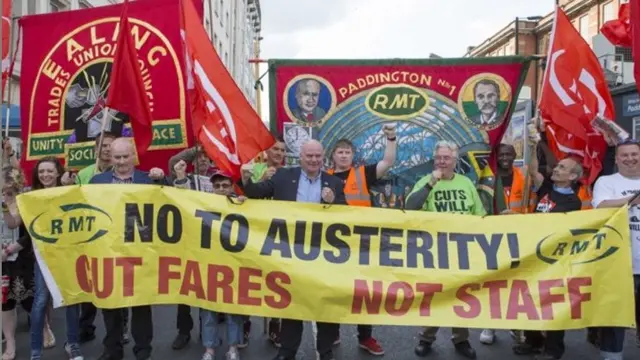 RMT members on strike