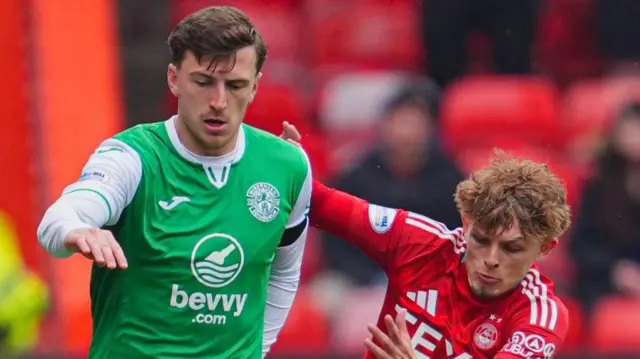Hibernian's Josh Campbell and Aberdeen's Leighton Clarkson