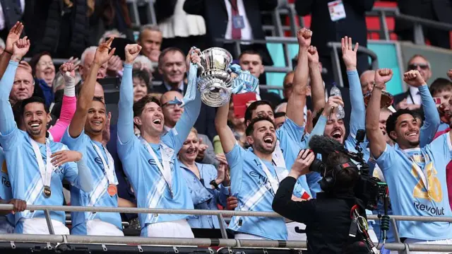 Manchester City lift the FA Cup at Wembley