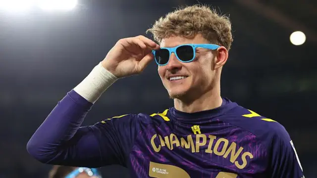 Carl Rushworth of Coventry City celebrates becoming Championship champions