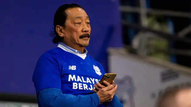 Cardiff owner Vincent Tan watches a game