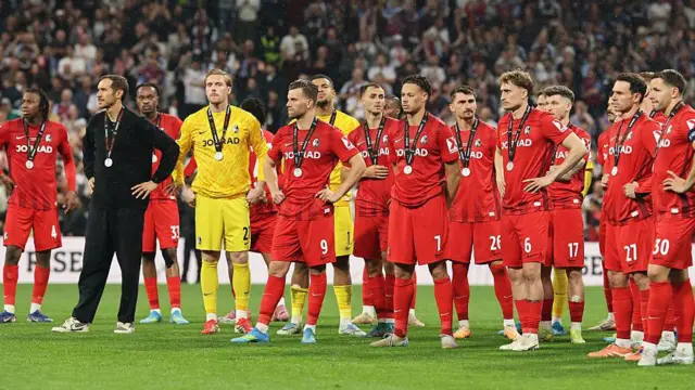 Freiburg with their runners-up medals