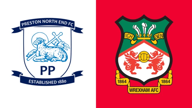 The Preston North End and Wrexham club badges