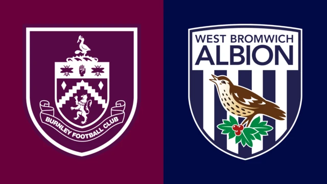 Side-by-side of Burnley and West Bromwich Albion club badges