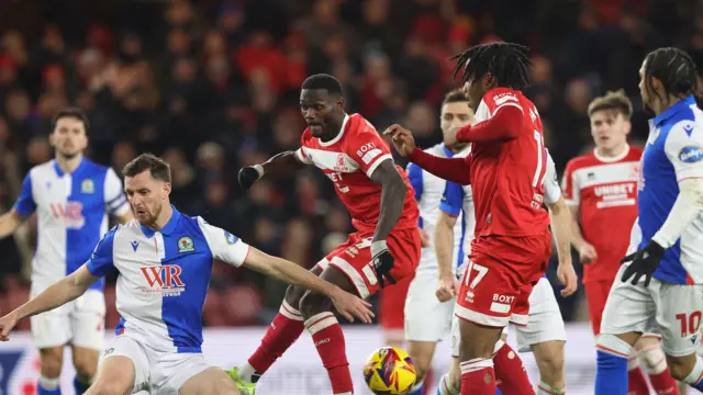 Blackburn Rovers and Middlesbrough players playing in the Championship