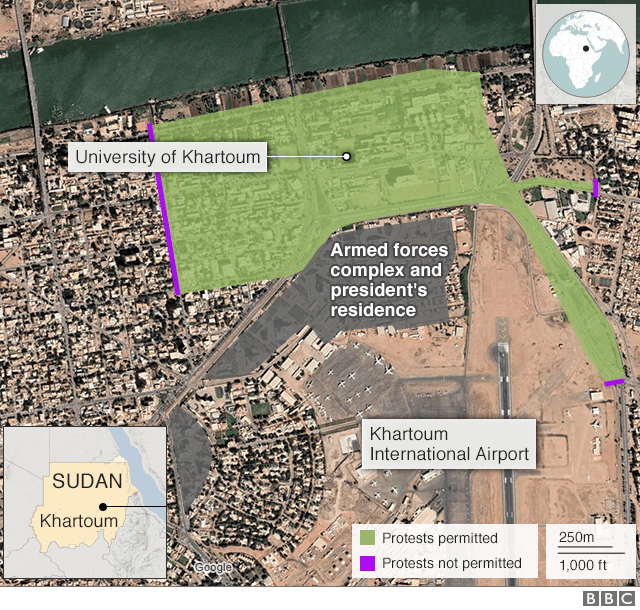 Map showing where protests are allowed