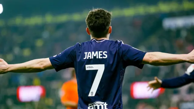 Leeds United's Dan James celebrating his goal against Watford