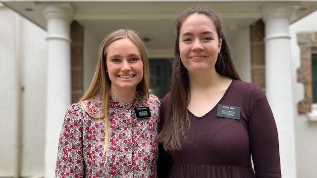 Sister Olander from Utah, United States and Sister Bray from Johannesburg, South Africa