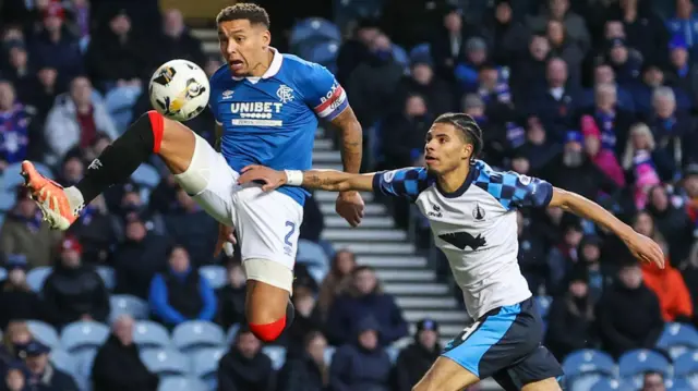 Rangers' James Tavernier and Falkirk's Ethan Williams