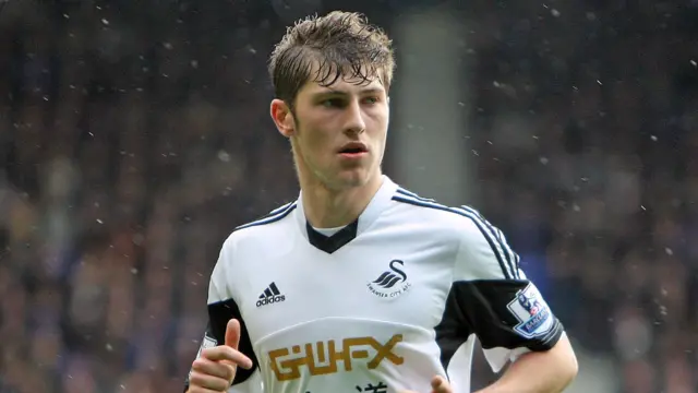 Ben Davies playing for Swansea in 2014
