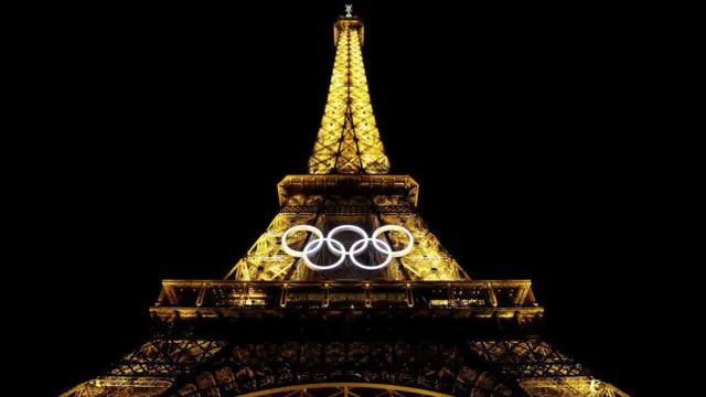 A general view of the Eiffel Tower ahead of the Paris 2024 Olympic Games 