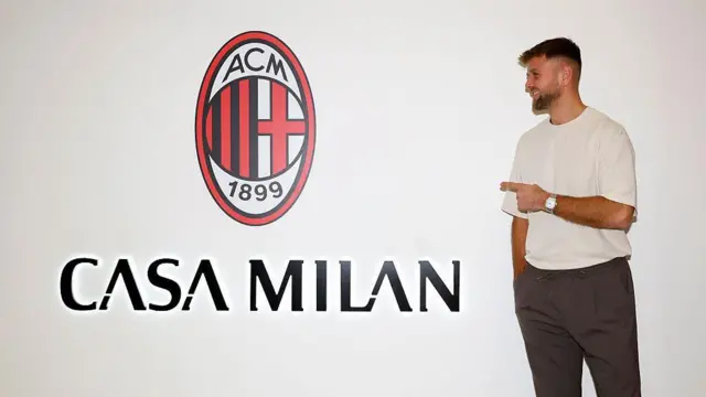 AC Milan new signing Niclas Fullkrug poses for photos at Casa Milan