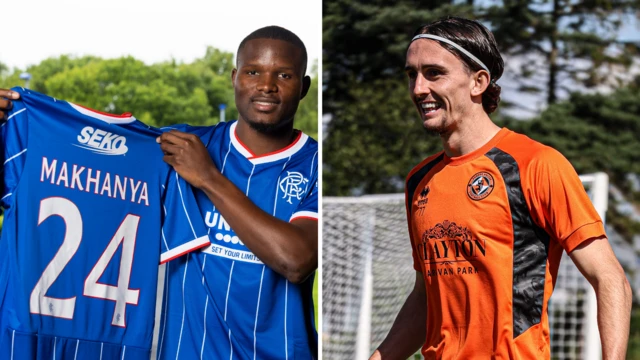 Rangers' Olwethu Makhanya and Dundee United's Daniel Bennie