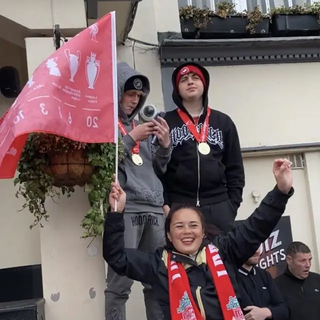 Liverpool fans at the trophy parade
