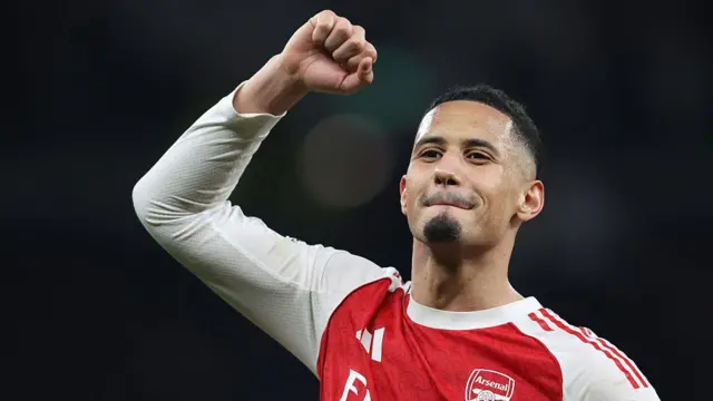 William Saliba celebrates at the final whistle 