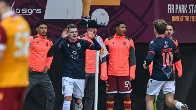 Ross County's Ronan Hale celebrates with Noah Chilvers 