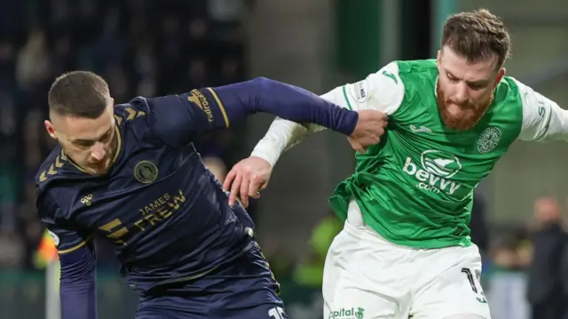 Kilmarnock's Kyle Magennis and Hibernian's Nicky Cadden