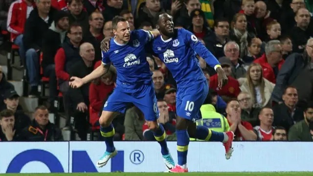 Jags and Lukaku celebrating playing for Everton