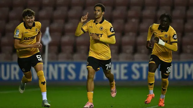 Wolves players celebrate against Wigan