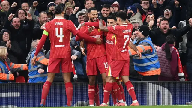 Liverpool players celebrate