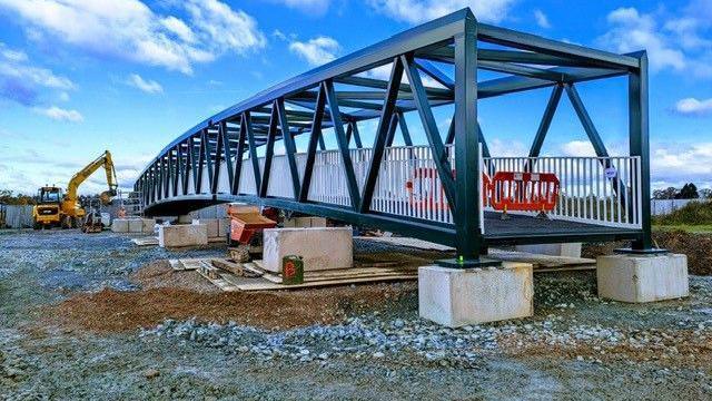 The footbridge on-site before installation