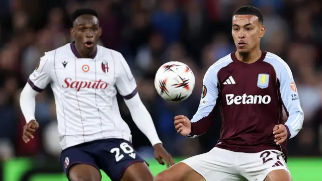 Morgan Rogers in action for Aston Villa against Bologna