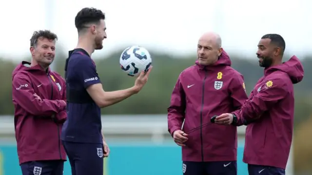 Declan Rice with Lee Carsley and Ashley Cole