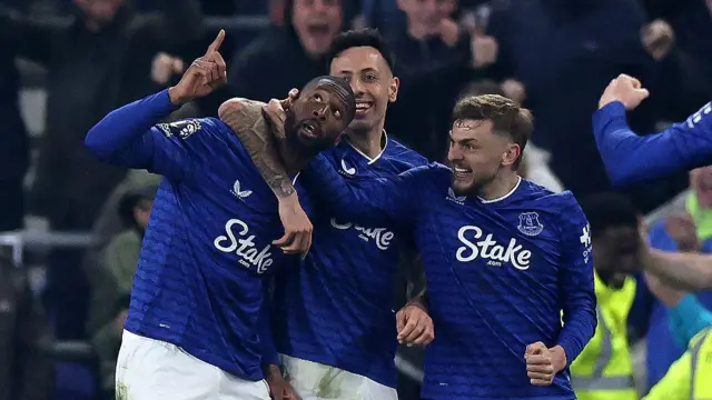 Beto celebrates scoring with Dwight McNeil and Kiernan Dewsbury-Hall