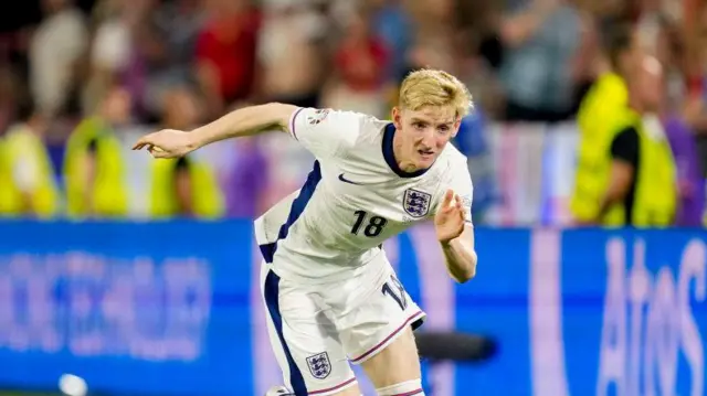 Anthony Gordon in action for England