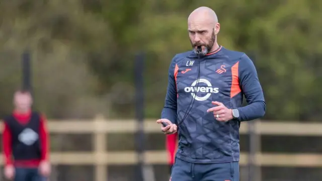 Luke Williams during Swansea training