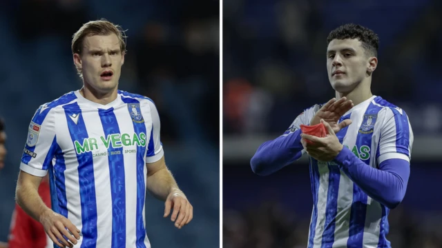 Side-by-side photos of Svante Ingelsson and Bailey Cadamarteri playing football for Sheffield Wednesday