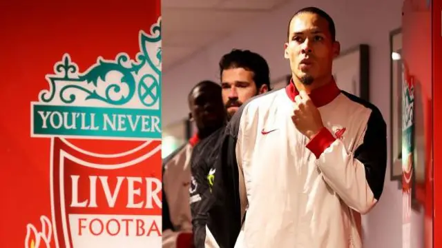 Virgil van Dijk in the tunnel at Anfield