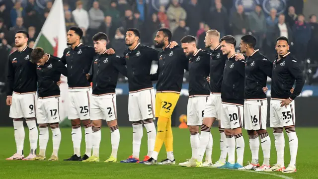 Swansea players before their win over Watford