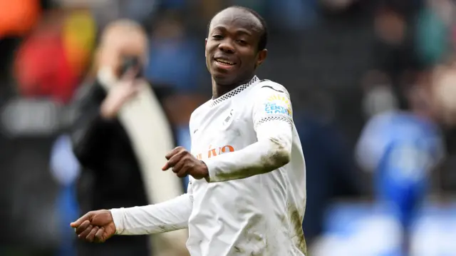 Swansea City's Malick Yalcouye celebrates
