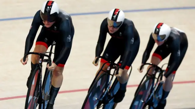 GB team sprint trio in action