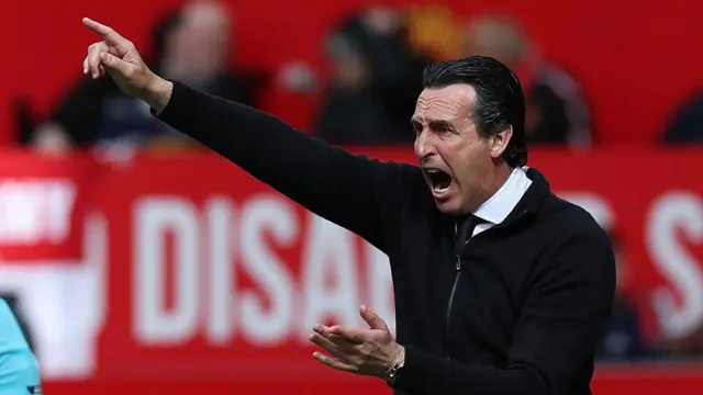 Unai Emery gestures on the touchline